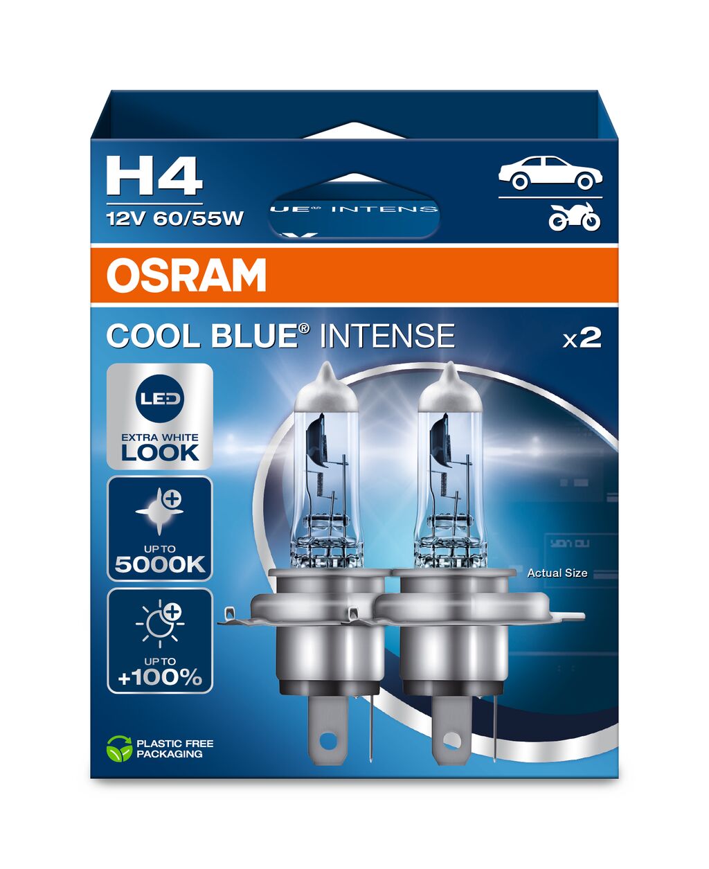 OSRAM COOL BLUE INTENSE H4 12V DUOBOX ECO (EX 64193CBN-HCB)